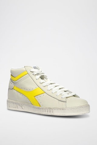 Baskets montantes en cuir Game L High Fluo - Beige et jaune - Diadora