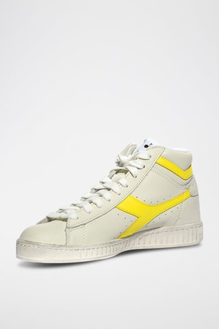Baskets montantes en cuir Game L High Fluo - Beige et jaune - Diadora