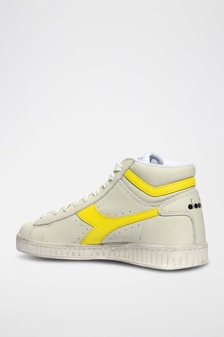 Baskets montantes en cuir Game L High Fluo - Beige et jaune - Diadora