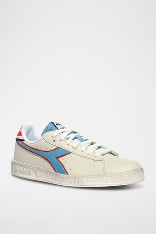 Baskets en cuir Game L Low Icona - Blanc et bleu - Diadora