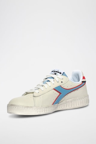 Baskets en cuir Game L Low Icona - Blanc et bleu - Diadora