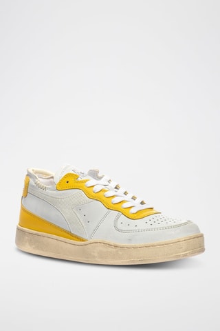 Baskets en cuir Row Cut - Blanc et jaune - Diadora
