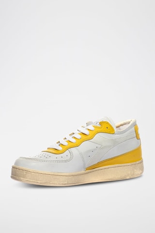 Baskets en cuir Row Cut - Blanc et jaune - Diadora