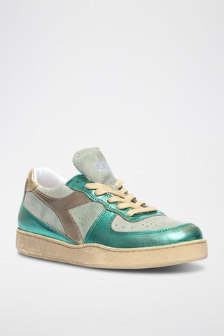 Baskets en cuir Used WN - Vert d'eau et doré - Diadora