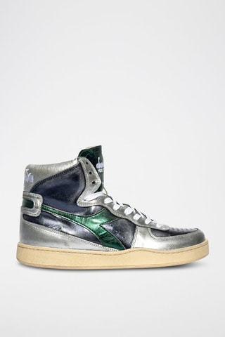 Baskets montantes en cuir Metallic Mix Used WN - Bleu marine et vert - Diadora