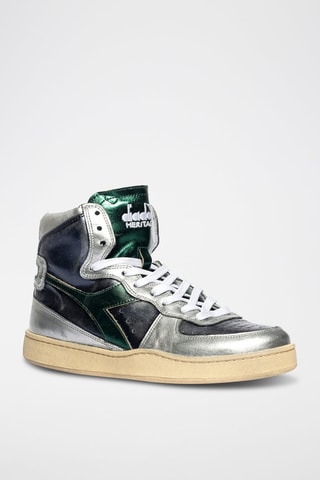 Baskets montantes en cuir Metallic Mix Used WN - Bleu marine et vert - Diadora