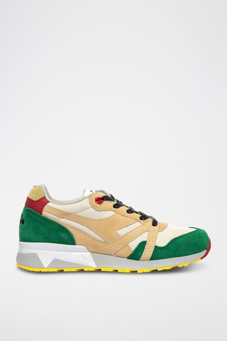 Baskets en cuir N9000 Rally Guileta - Beige et vert - Diadora