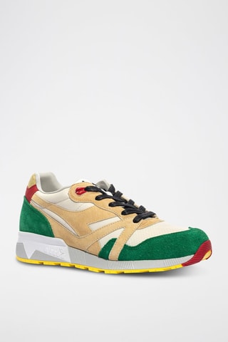 Baskets en cuir N9000 Rally Guileta - Beige et vert - Diadora