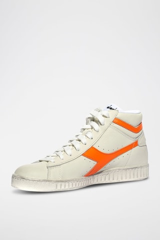 Baskets montantes en cuir Game L High Fluo - Beige et orange - Diadora