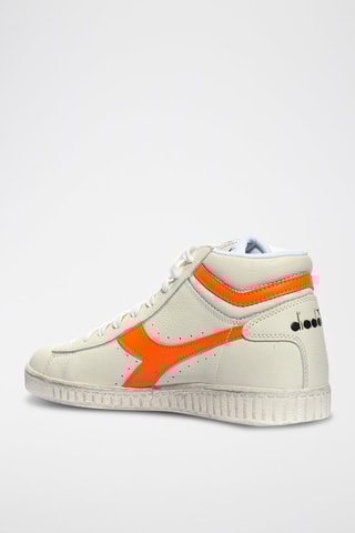Baskets montantes en cuir Game L High Fluo - Beige et orange - Diadora