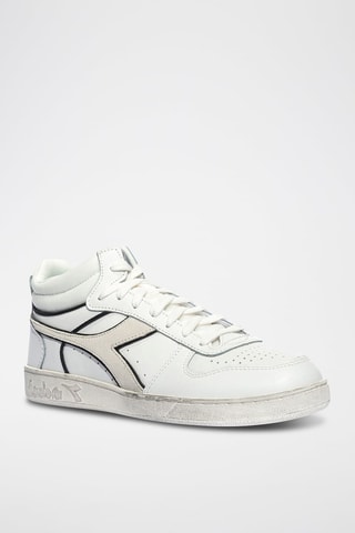 Baskets montantes en cuir Magic Basket Demi Bunny Icona - Blanc et gris - Diadora