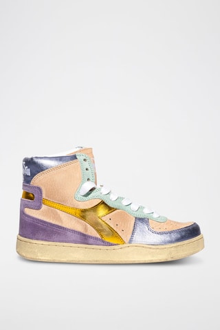 Baskets montantes en cuir Metal Used WN - Pêche et violet - Diadora