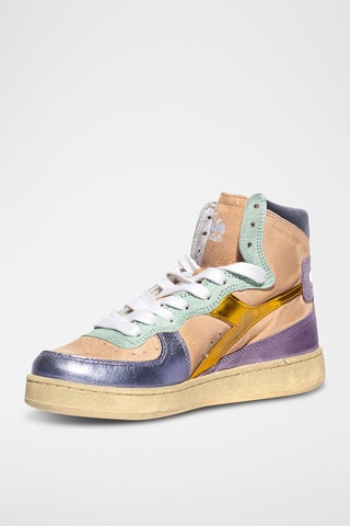 Baskets montantes en cuir Metal Used WN - Pêche et violet - Diadora