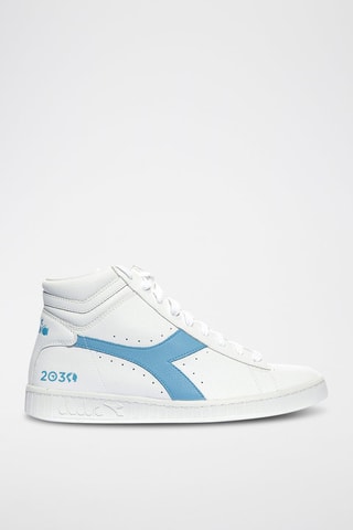 Baskets montantes en cuir Game L High 2030 - Blanc et ciel - Diadora