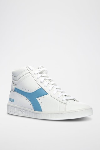 Baskets montantes en cuir Game L High 2030 - Blanc et ciel - Diadora