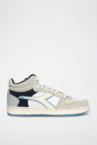 Baskets montantes en cuir Magic Basket Demi Twin - Gris et écru - Diadora
