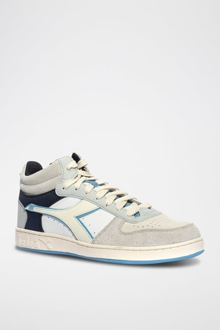 Baskets montantes en cuir Magic Basket Demi Twin - Gris et écru - Diadora