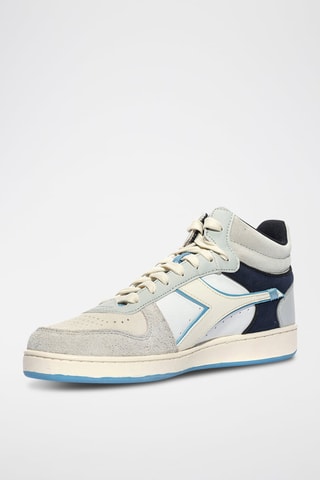 Baskets montantes en cuir Magic Basket Demi Twin - Gris et écru - Diadora