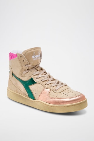 Baskets montantes en cuir Metal Used WN - Beige et rose - Diadora