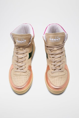 Baskets montantes en cuir Metal Used WN - Beige et rose - Diadora