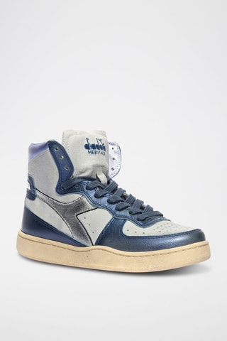 Baskets montantes en cuir Metallic Used - Bleu et argenté - Diadora