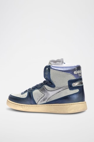 Baskets montantes en cuir Metallic Used - Bleu et argenté - Diadora