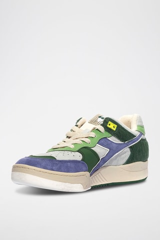 Baskets en cuir B.560 - Vert et bleu - Diadora