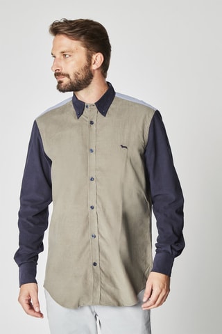 Chemise en velours - Vert et bleu - Harmont & Blaine
