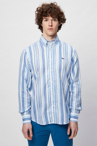 Chemise en lin - Bleu cobalt et blanc - Harmont & Blaine