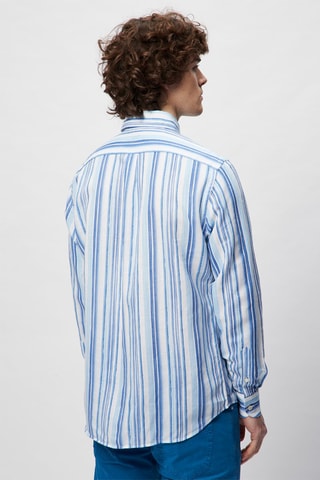 Chemise en lin - Bleu cobalt et blanc - Harmont & Blaine