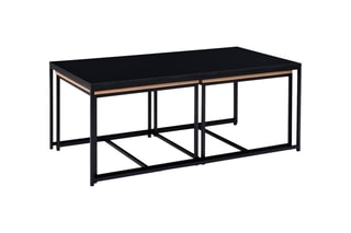 3 tables basses Liverpool - Noir et naturel - 113 x  60 x 45 / 53 x 53 x 40 cm