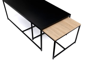 3 tables basses Liverpool - Noir et naturel - 113 x  60 x 45 / 53 x 53 x 40 cm