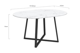 Table avec plateau extensible Sana - 110/150 x 110 x 75 cm