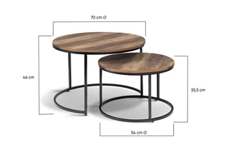 2 tables basses gigognes Eliza - 70 x 46 cm / 54 x 35,5 cm