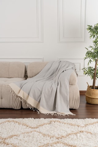 Jeté de canapé Baliksirti - Gris et beige