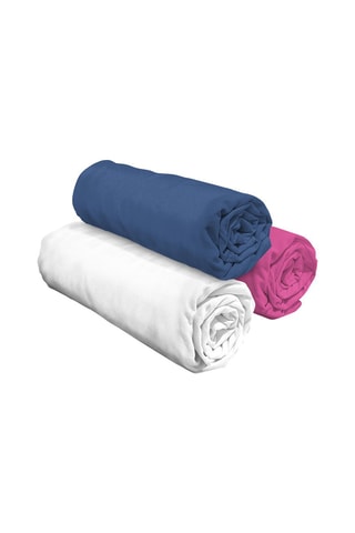 3 draps-housses en coton 57 fils/cm² - Bleu et rose