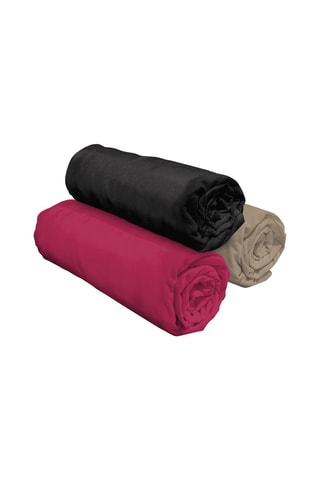 3 draps-housses en coton 57 fils/cm² - Noir et fuchsia
