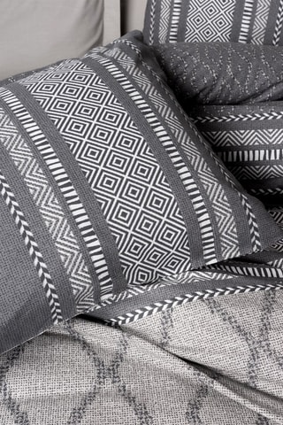Parure de couette en coton Tonnia - Gris et blanc