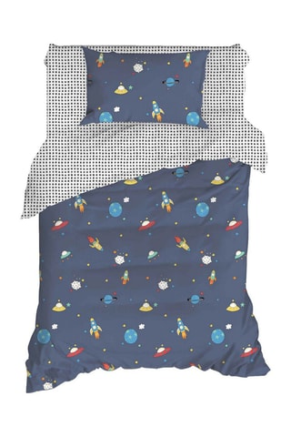Parure de couette en coton 127 fils/cm² Uzay - Bleu marine