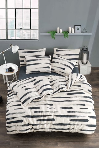 Parure de couette en coton 127 fils/cm² Brush - Blanc et noir