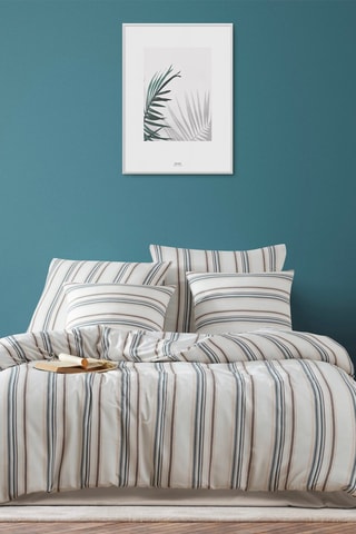 Parure de couette en polyester 48 fils/cm² - Crème et bleu