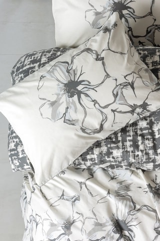 Parure de couette en coton 57 fils/cm² Hilaris - Anthracite et blanc