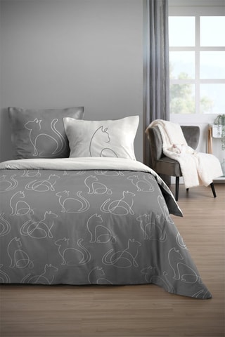 Parure de couette en coton - 57 fils/cm² - Gris