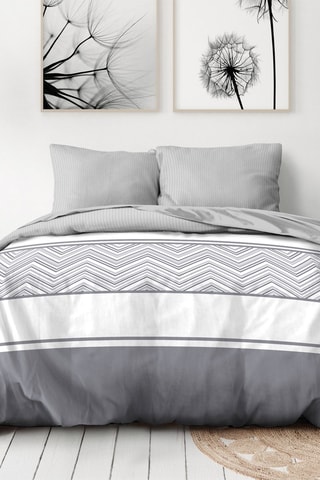 2 parures de couette en microfibre 75 fils/cm² Chapada et Cordoba - Gris et bleu