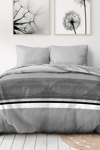 2 parures de couette en microfibre 75 fils/cm² Mitumba et Omoa - Bleu et gris