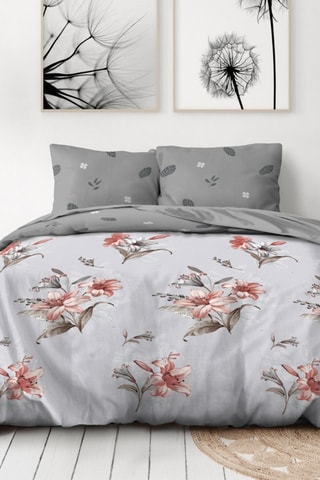 2 parures de couette en microfibre 75 fils/cm² Mitumba et Omoa - Bleu et gris