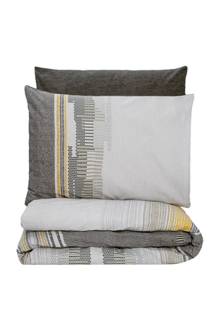 Parure de couette en coton 140 fils/cm² Taron -  Blanc et gris