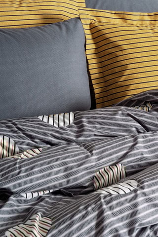 Parure de couette en coton 57 fils/cm² - Gris et jaune