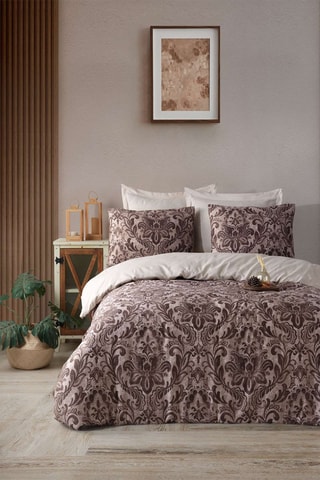 Parure de couette en coton 182 fils/m² Muster - Marron et blanc