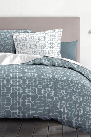 Parure de couette en coton 57 fils/cm² Milonga - Bleu et blanc